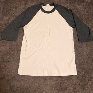 Men's Gray and White 3/4 Sleeve Raglan Tee